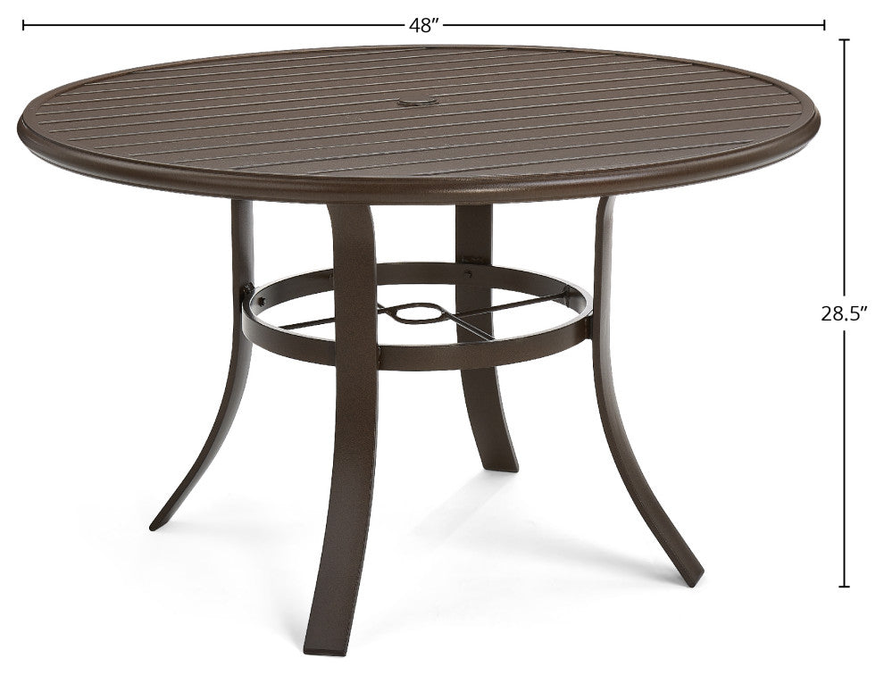 Slat Top 48" Round Dining Table, Java