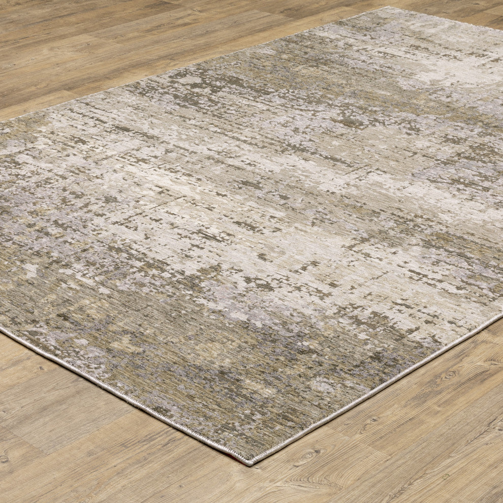 Noble Industrial Abstract Beige/ Grey Indoor Area Rug, Beige, 5'3"x7'6"