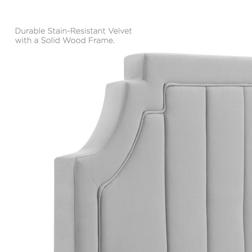 Platform Bed Frame, Twin Size, Velvet, Light Grey Gray, Modern Contemporary
