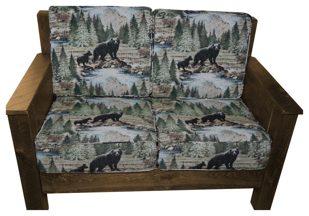 Barnwood Style Timber Peg Loveseat, Woodland Smoke, Bradley Multi