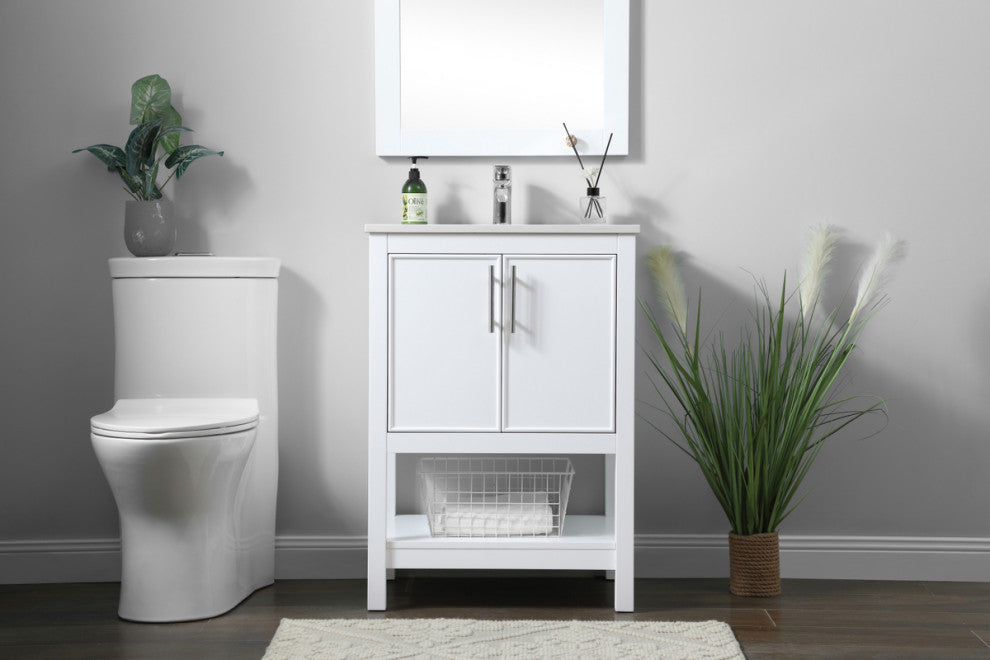 24" SIngle Bathroom Vanity, White