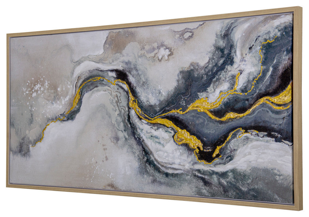 'Fluid Motion II', 55"x27", Wall Art Hand Painted on Canvas, Framed