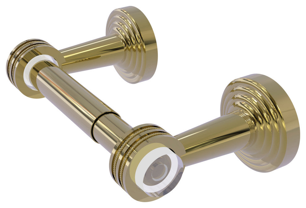 Pacific Beach Two Post Dotted Accent Toilet Tissue Holder, Unlacquered Brass