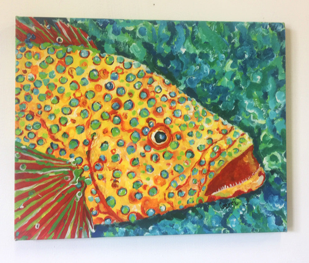 Spotted Grouper Canvas Art, 16"x20"