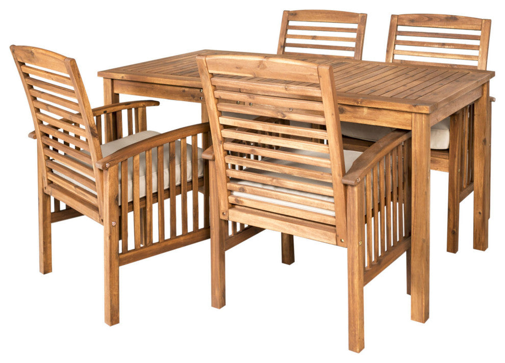 5-Piece Modern Patio Dining Set - Dark Brown
