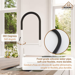 Single-Handle Standard Kitchen Faucet with Fast Mount and Deck Plate, Matte White