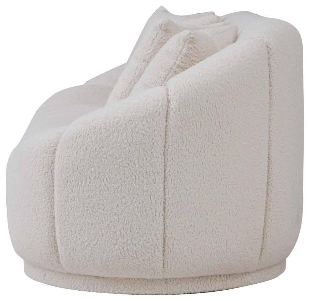 Forrester Mid-Century Modern Japandi Style Tight Back Boucle Couch, White