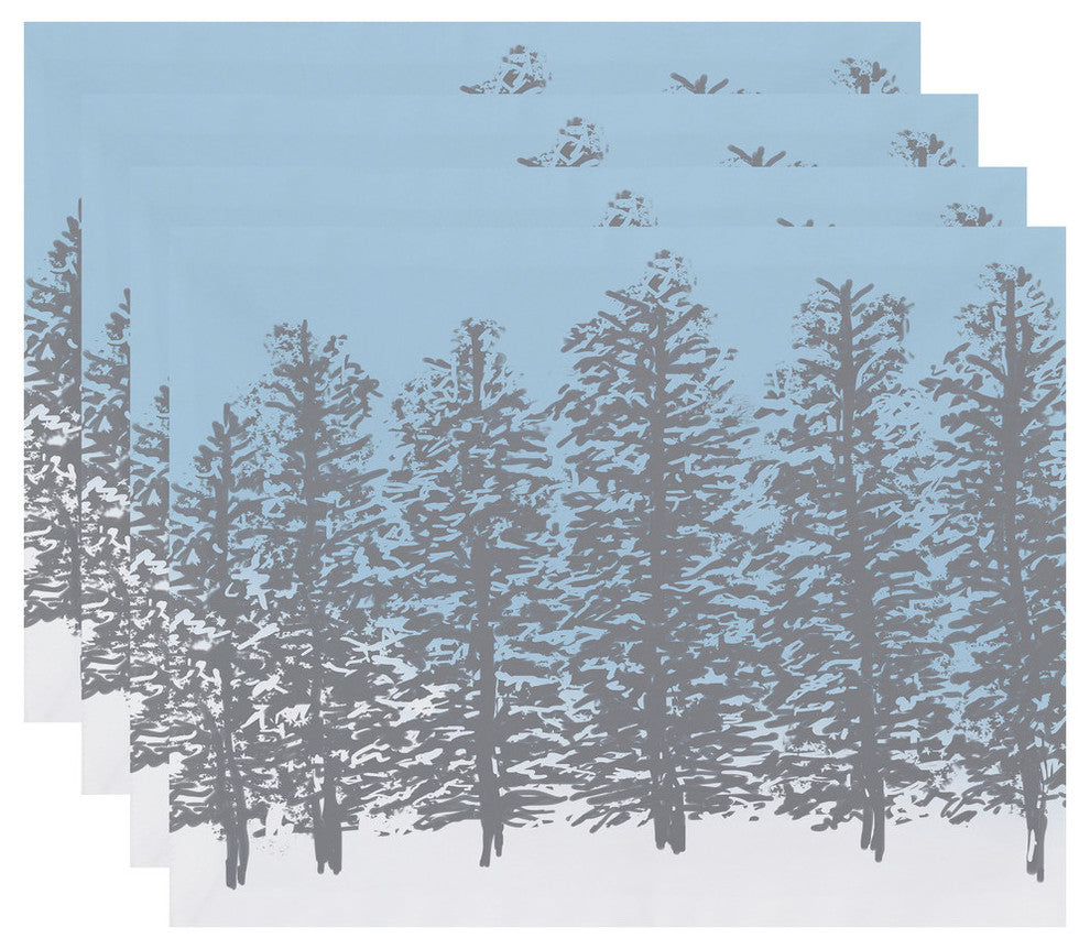 Hidden Forrest, Floral Print Placemat, Gray (Set of 4), 18 x 14"