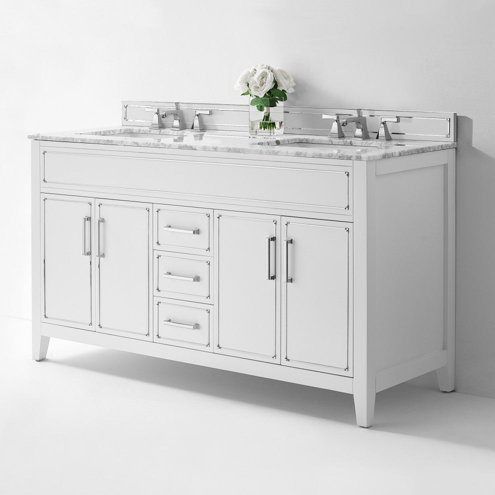 Aspen Bathroom Vanity Set, White, 60"