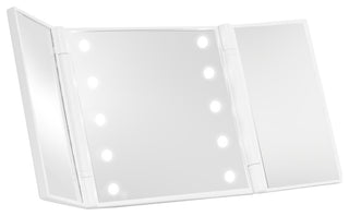 Nova Wireless LED Trifold Compact Mirror, Built-In LED, White