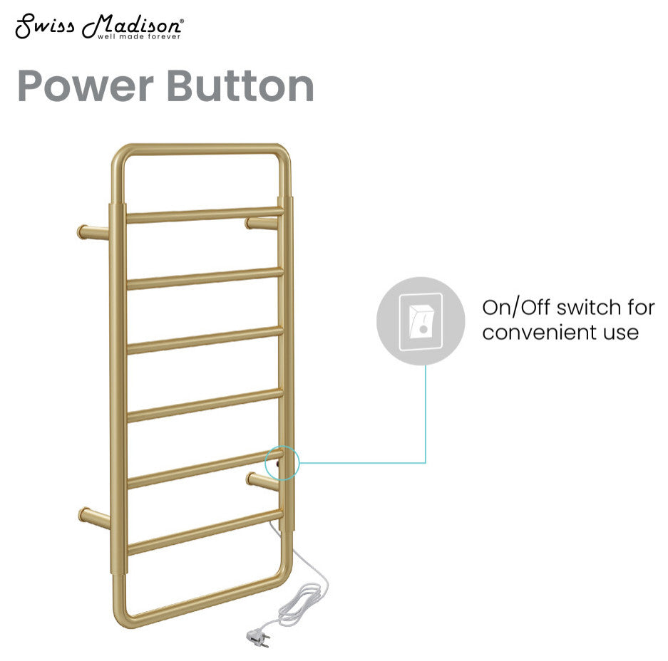 Ivy 8-Bar Electric Towel Warmer, Brushed Gold