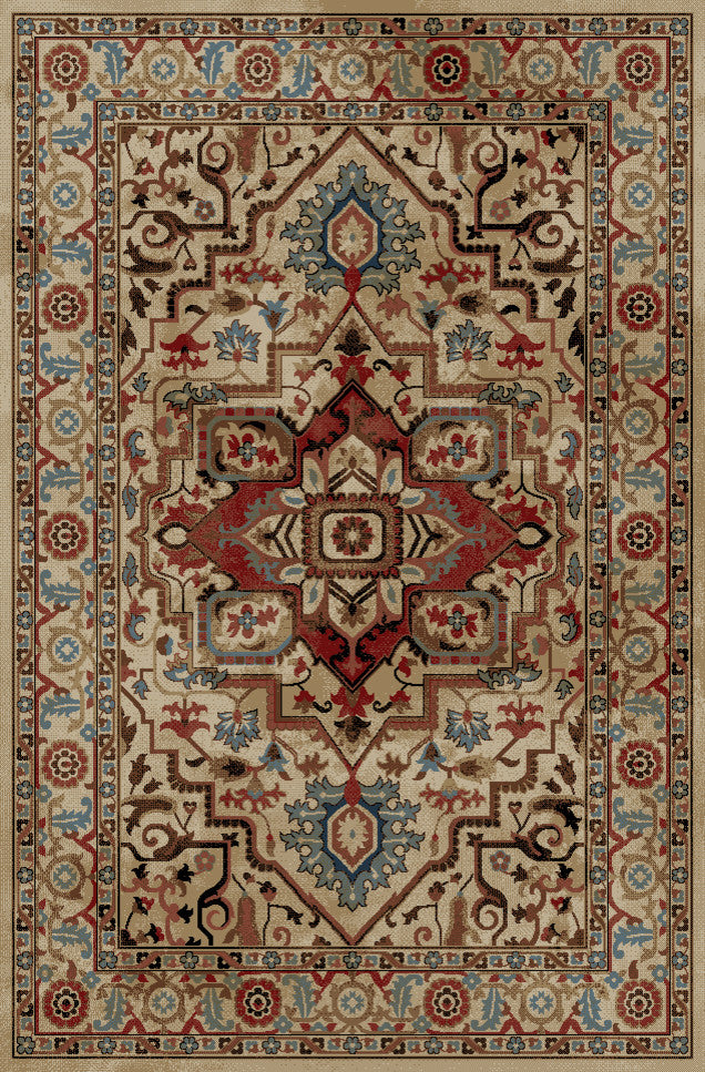 Hometown Charisma Beige Traditional Area Rug, 7'10"x9'10"
