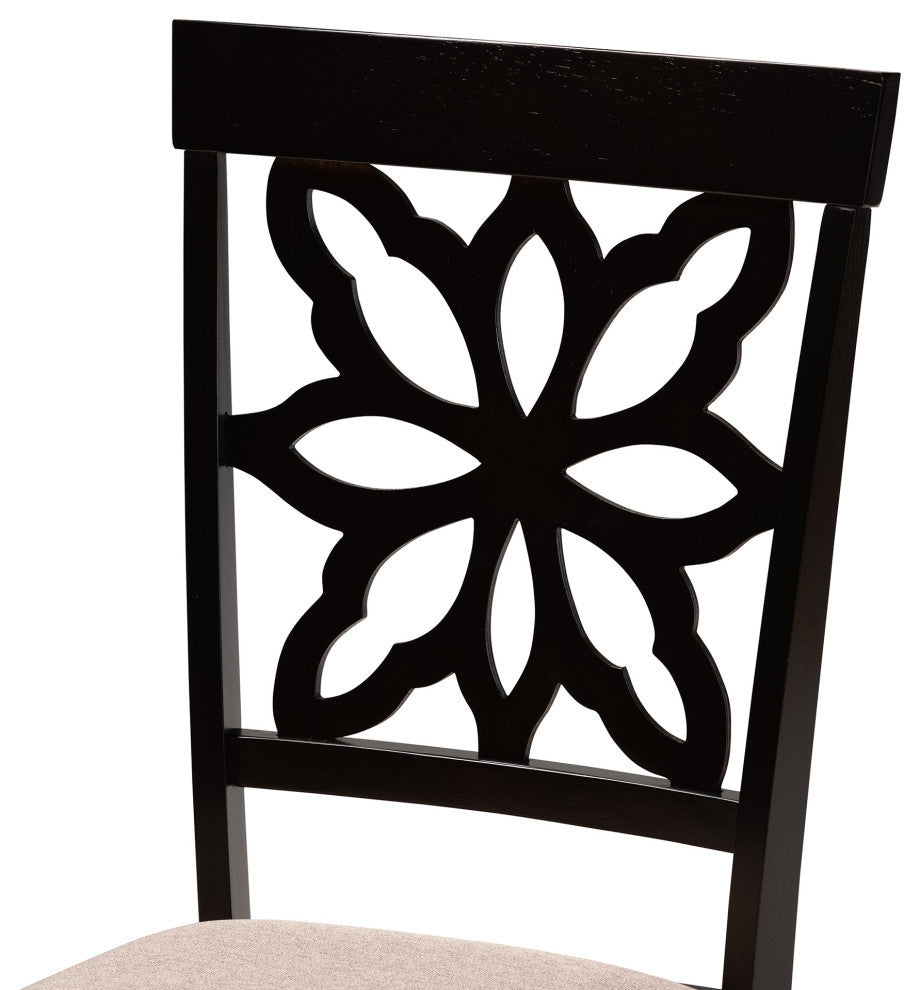 Carta Modern Dark Brown Wood 2-Piece Dining Chair Set, Sand/Dark Brown