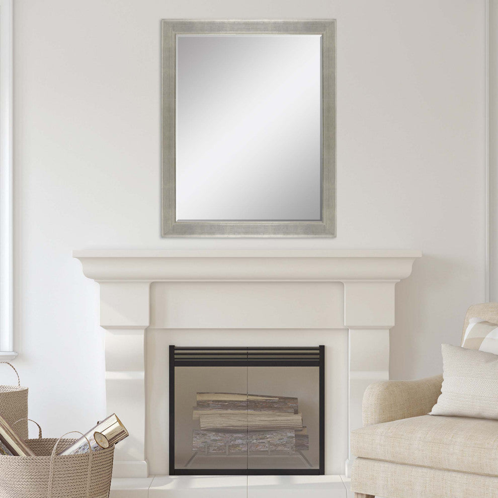 Framed Beveled Mirror, Metallic, 41"x53"