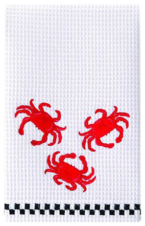 Crabs Waffle Weave Kitchen Towel