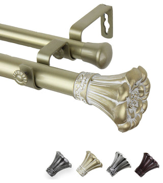 Dakota 1" Double Curtain Rod, Light Gold, 28-48"