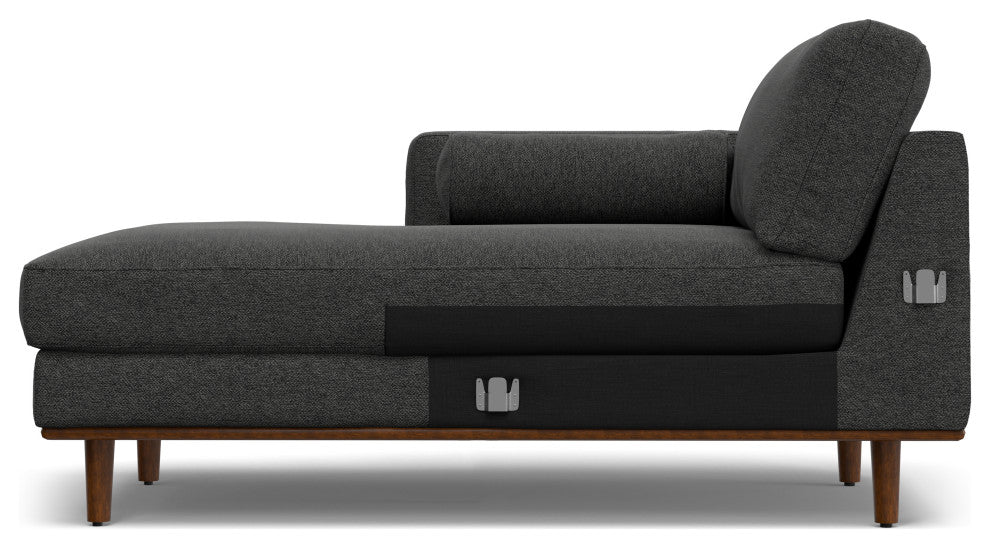 Morrison Mid Century Left Sectional Wide Sofa Tightly Woven Performance Fabric, Charcoal Grey