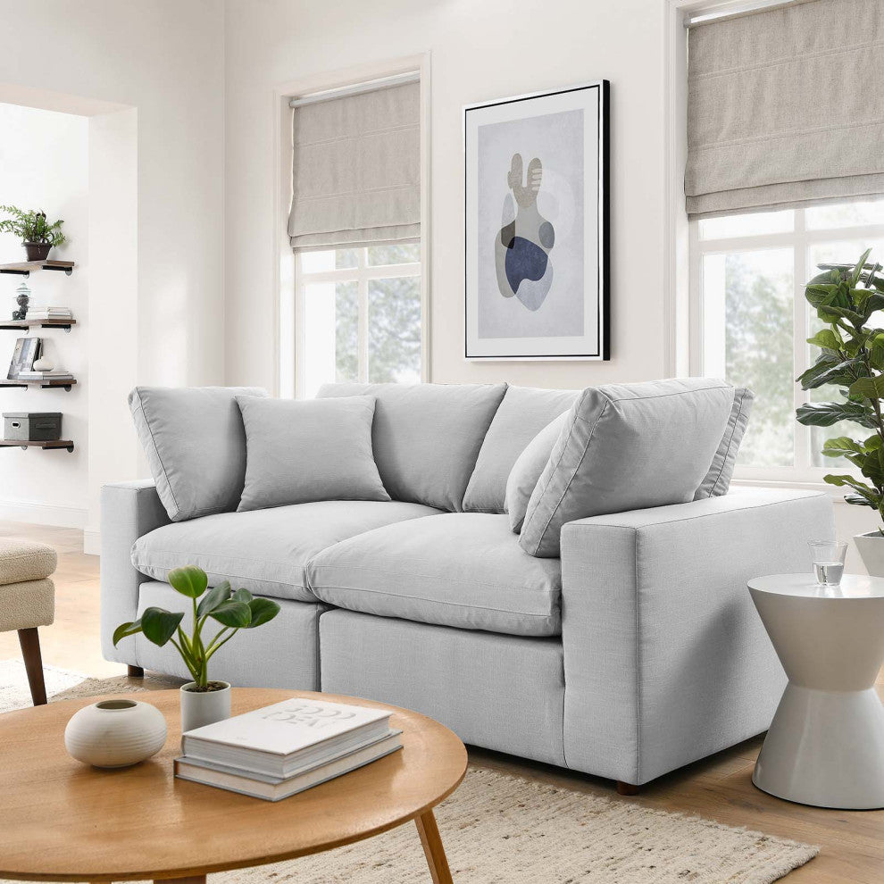 Commix Down Filled Overstuffed 2-Piece Sectional Sofa Set, Light Gray