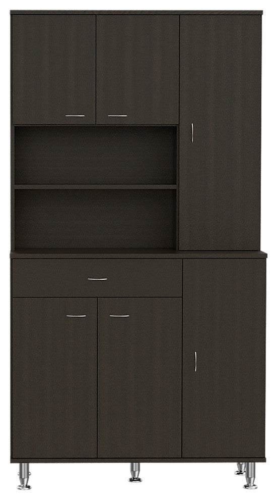 Helis 90" Pantry Cabinet Black Wengue, White