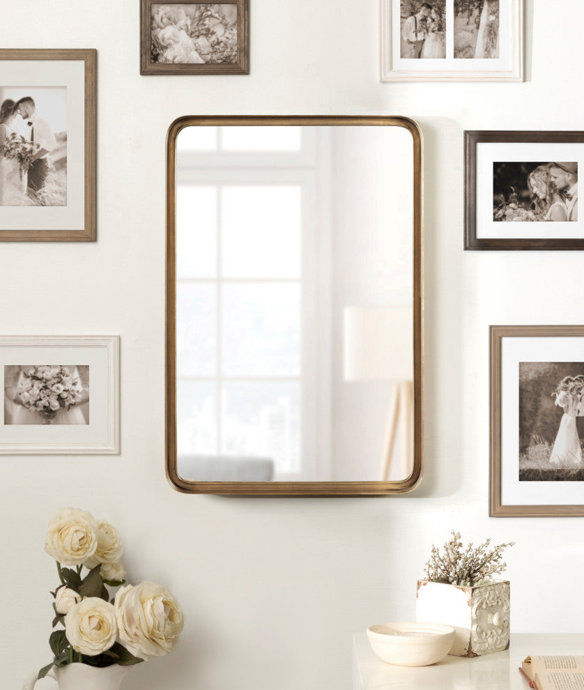 Armenta Framed Wall Mirror, Gold, 20"x30"