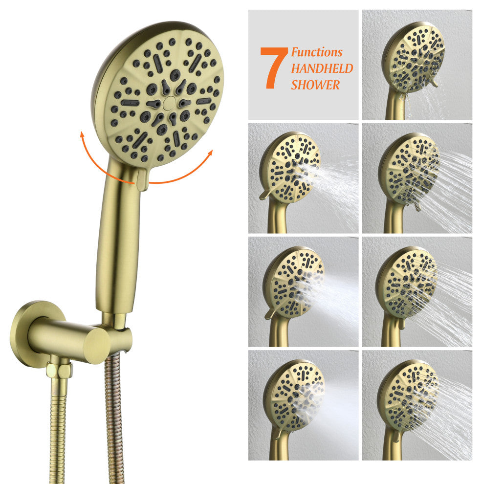 Single Handle Wall Mounted Waterfall Faucet With Handshower, Brushed Gold