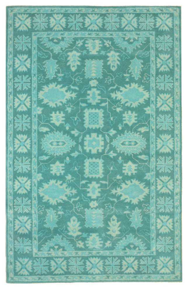 EORC Green Hand-Tufted Wool Overdyed Rug, 7'9x9'9