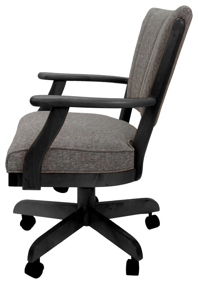 Classic Caster Swivel Dining Chair on Wheels, Solid Wood, Mojave Grey - Dark Grey
