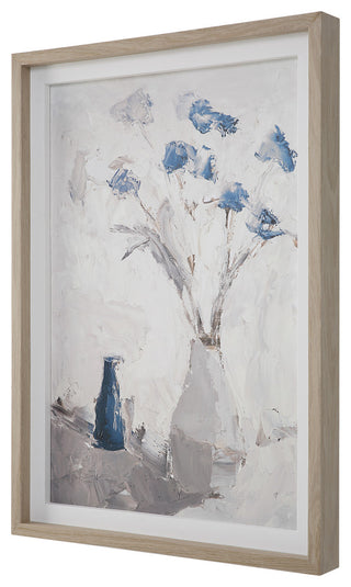 Blue Flowers In Vase Framed Print