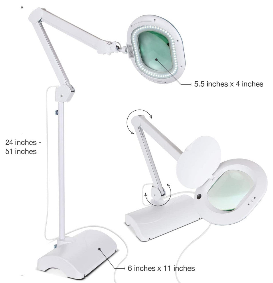 Brightech LightView Pro 2 in 1 XL Magnifying Floor Lamp - Very Bright LED Light
