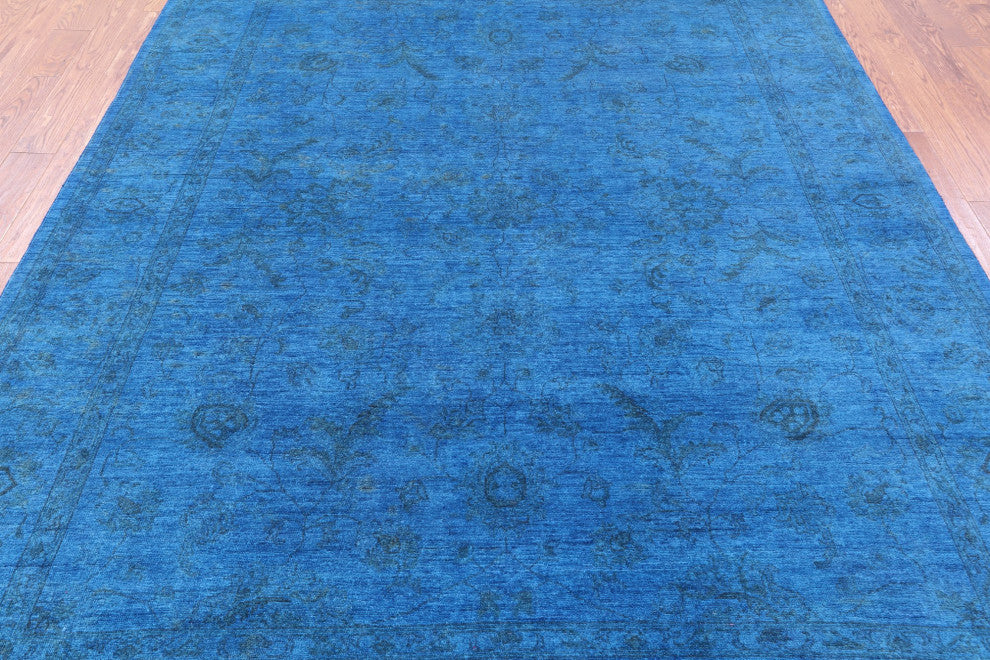 7' 10" X 10' 0" Hand Knotted Full Pile Overdyed Wool Rug - Q12716