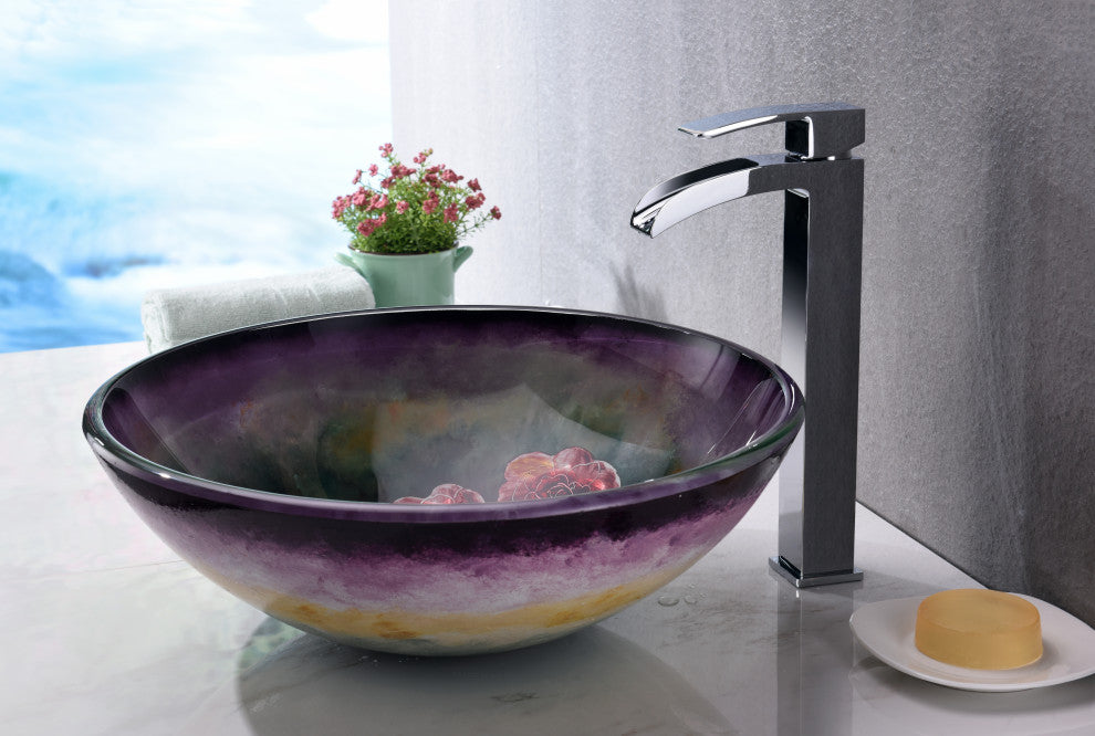 ANZZI Panye Series Tempered Glass Bathroom Vessel Sink