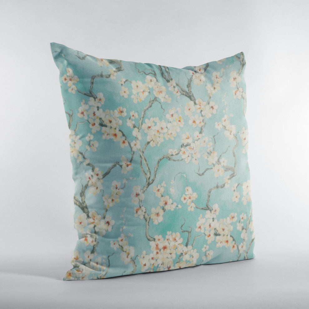 Spa Garden Cherry Blossoms Luxury Throw Pillow, Double sided 22"x22"