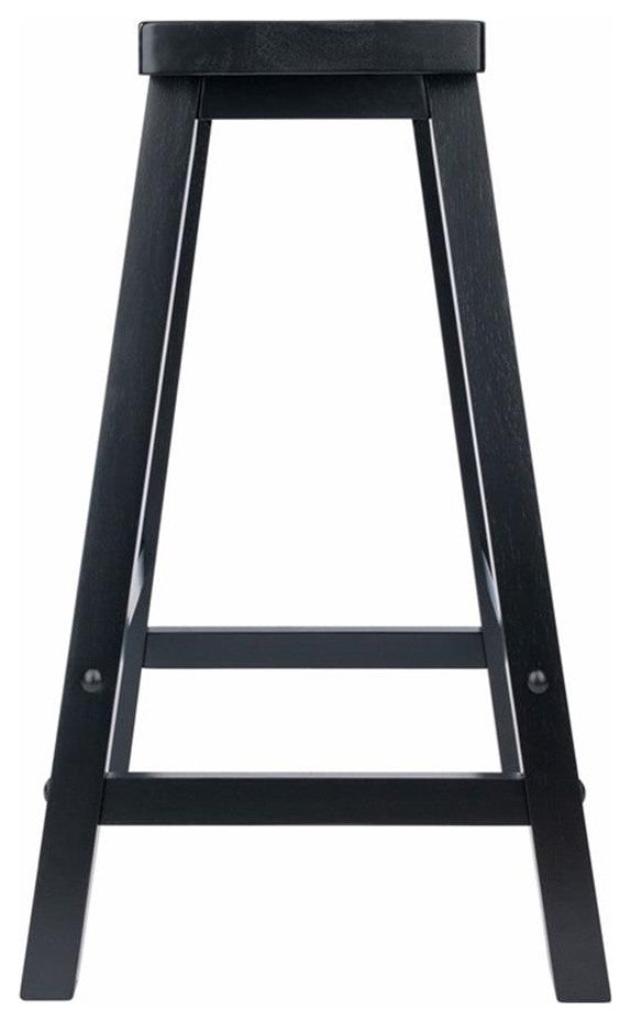 Winsome Satori 24" Transitional Solid Wood Counter Saddle Seat Bar Stool - Black