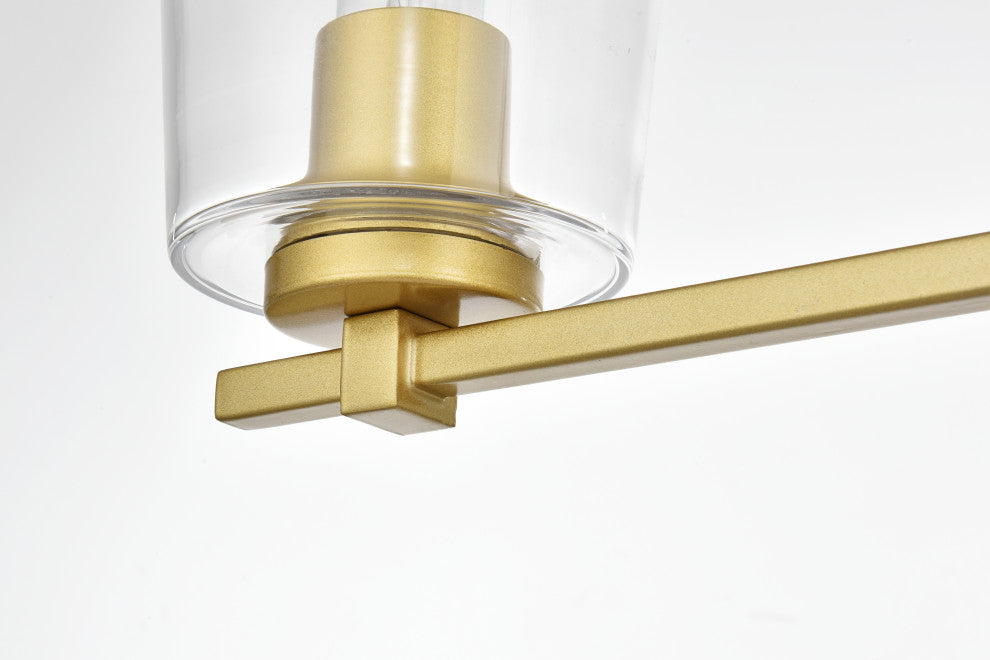 3 Light Brass And Clear Bath Sconce