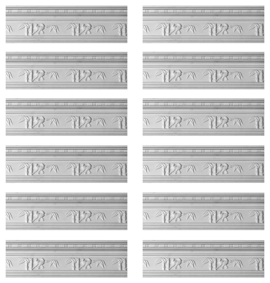 Cornice White Urethane Tropicana Ornate Design 12 Pieces Totaling 1146" Length