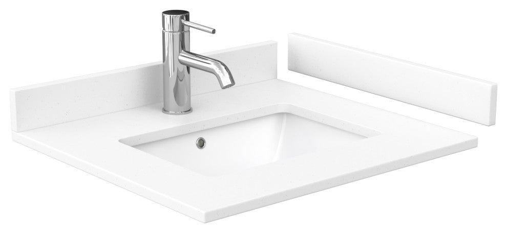 Beckett 24" White Single Vanity, White Cultured Marble Top, Black Trim