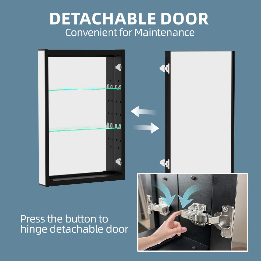 40'' W 30'' H Recessed Frameless Medicine Cabinet Mirror 6 Adjustable