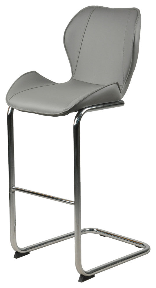 Modern PU 4 Bar chairs with Metal Legs for Dining,kitchen and Bar, Grey