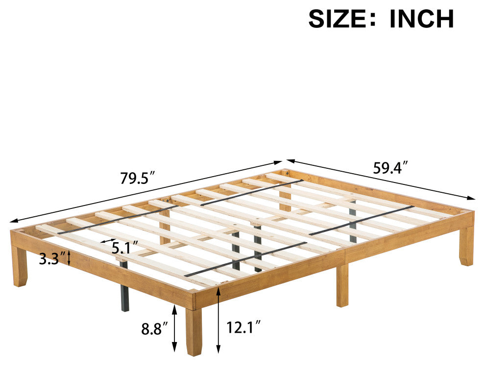 Gewnee Queen Size Wood Platform Bed Frame