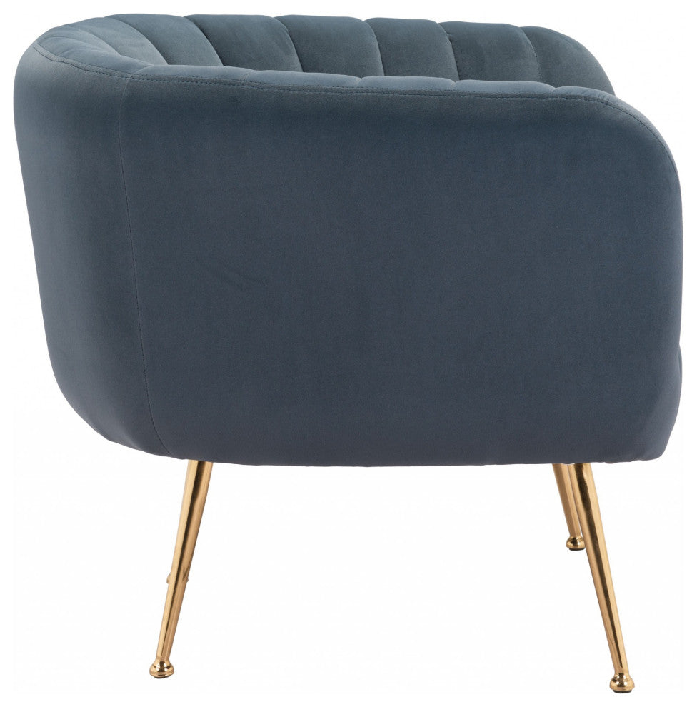 Gray and Gold Super Soft Vertical Channel Accent Club Chair