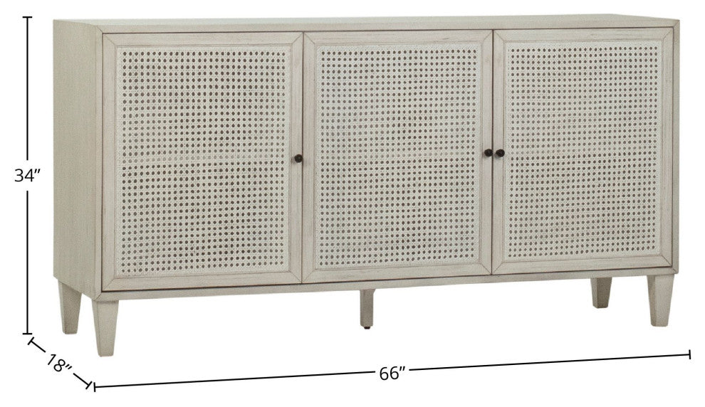 Xander Reclaimed Acacia Coastal 66" 3-Door Sideboard With Iron Hardware