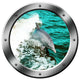 VWAQ Dolphin Porthole Wall Decal Ocean Wall Sticker Animal Nature View Sticker