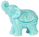 Ceramic Standing Trumpeting Ceremonial Elephant Figurine, Blue