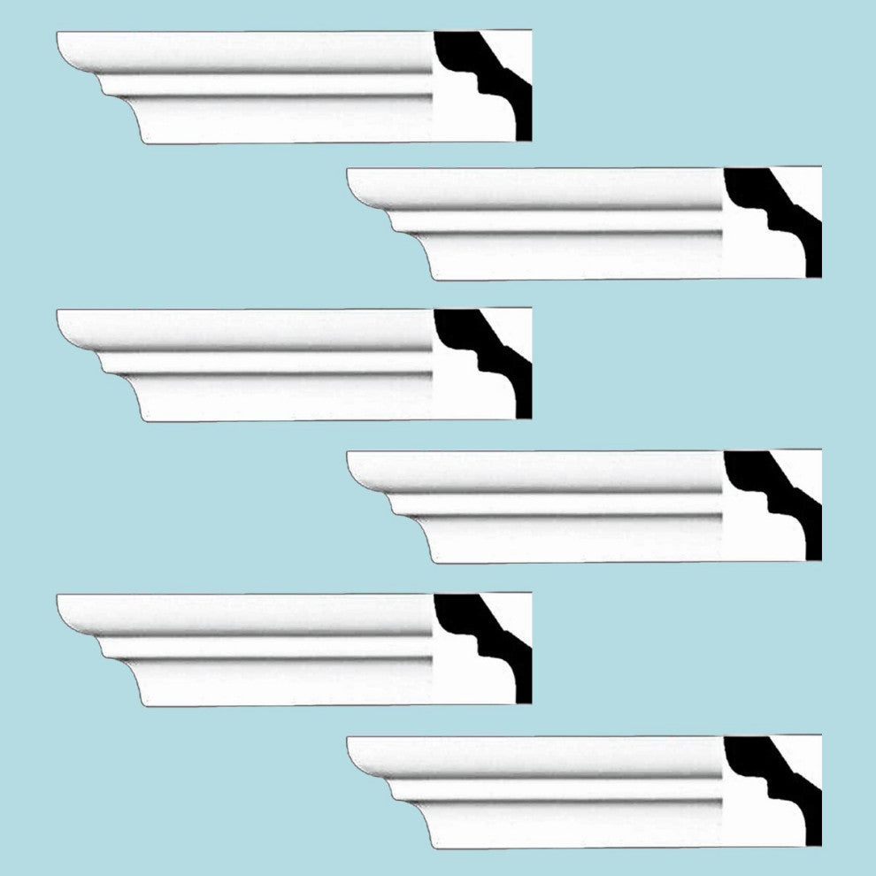 Cornice White Urethane Holbrook Simple Design 6 Pieces Totaling 576" Length