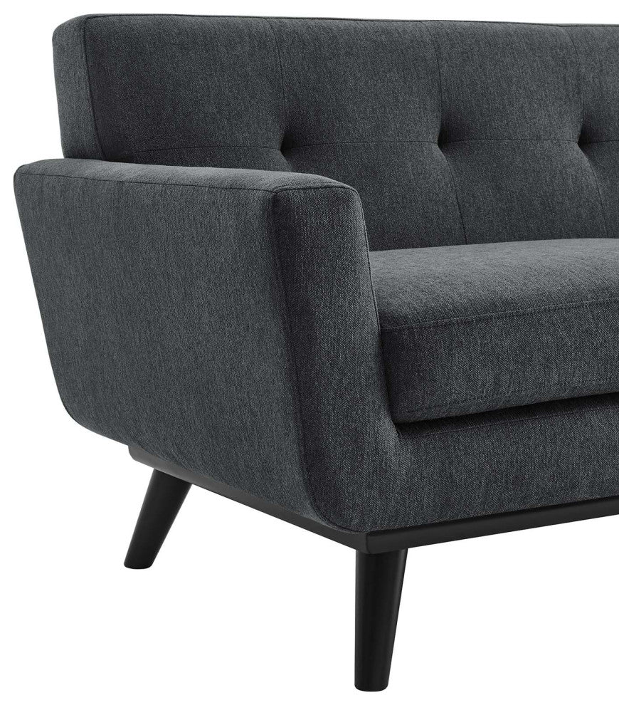 Engage Herringbone Fabric Loveseat, Charcoal