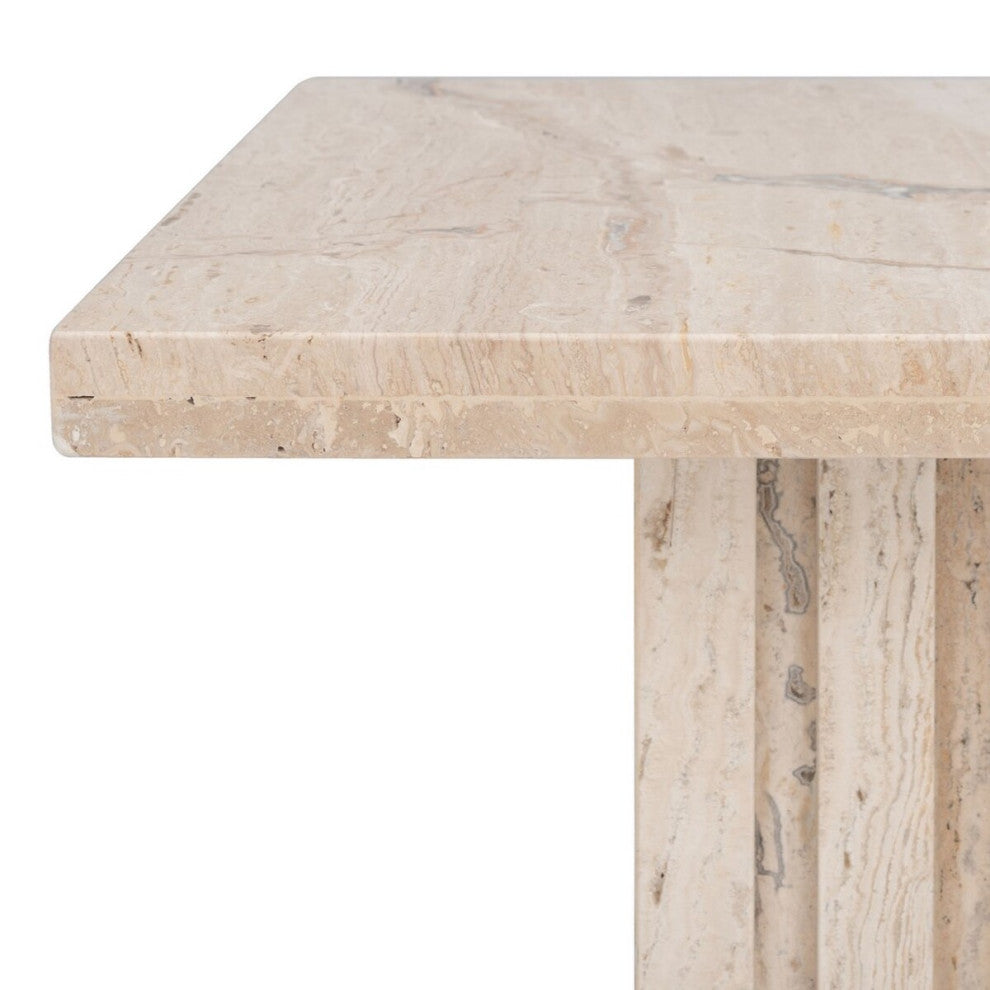 Safavieh Couture Olivia Square Travertine Accent Table Off White