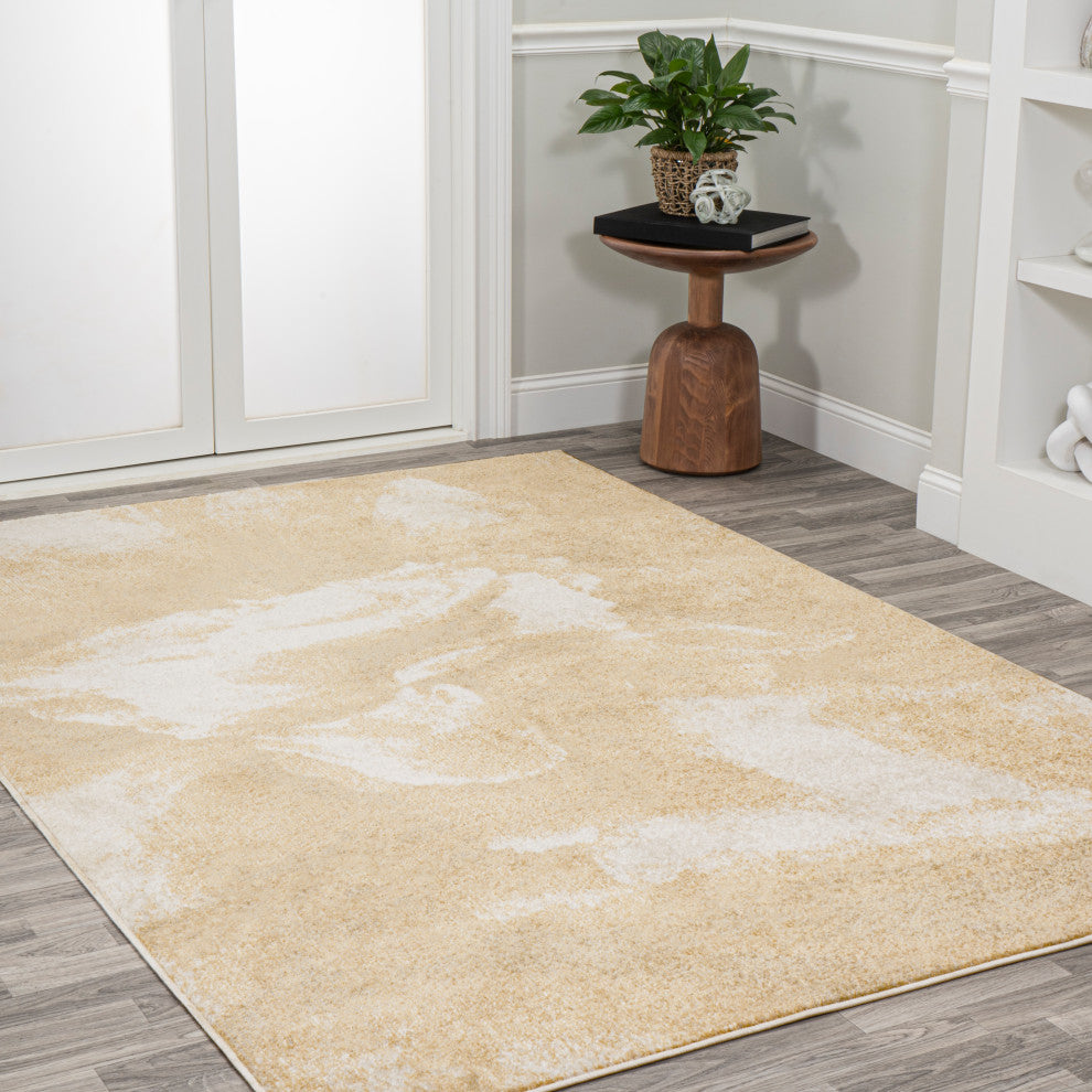 Petalo Abstract Two-Tone Modern Gold/Cream 4 ft. x 6 ft. Area Rug