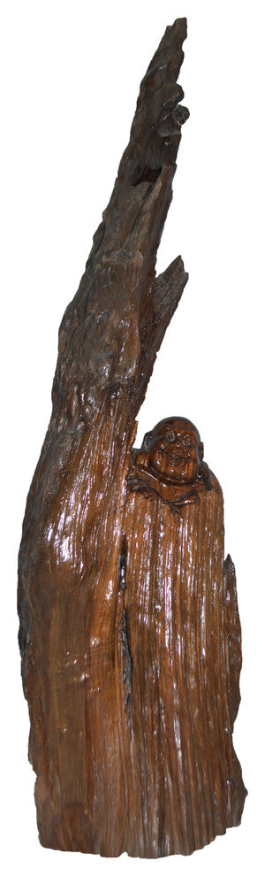 Wood Carved Buddha CC4 -  Size: 15"L x 10"W x 45"H.