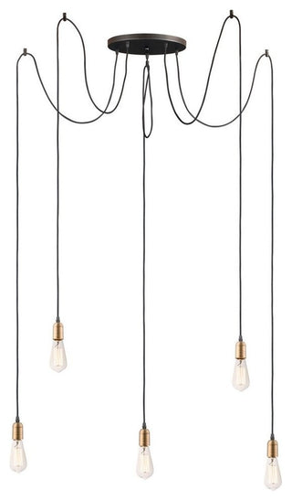 Maxim Lighting Early Electric 5-Light Pendant, Black/Antique Brass
