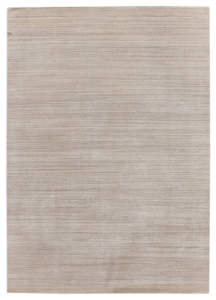 Palazzo handmade New Zealand Wool/Bamboo Silk Light Gray/Beige Area Rug, 8'x10'